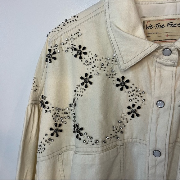 We the Free womens Star Studded Shirt cream embellished western button up L - Picture 15 of 15